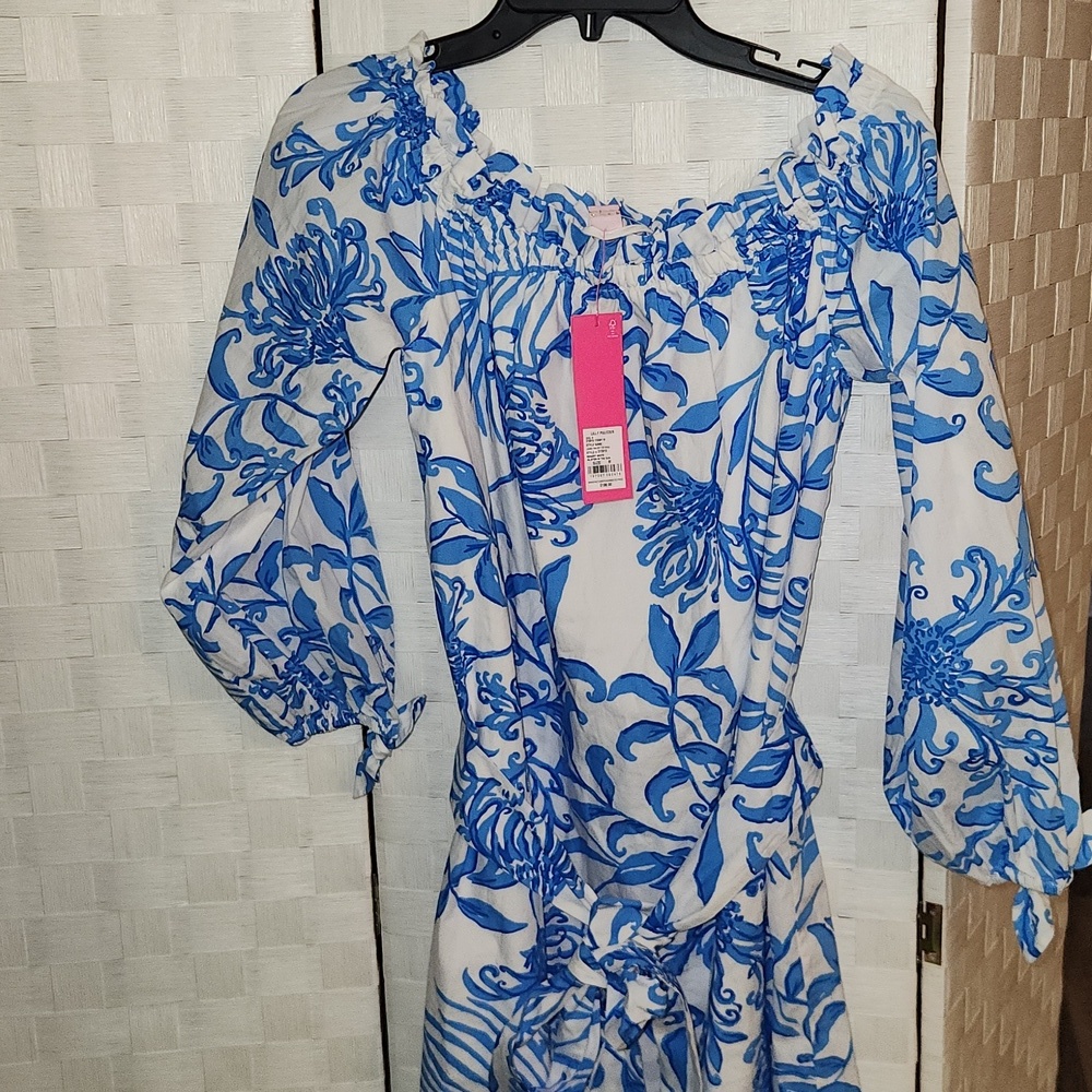 Lilly Pulitzer Jamielynn Off-The-Shoulder Dress - Glisten In The Sun Sz M NWT - Picture 2 of 3